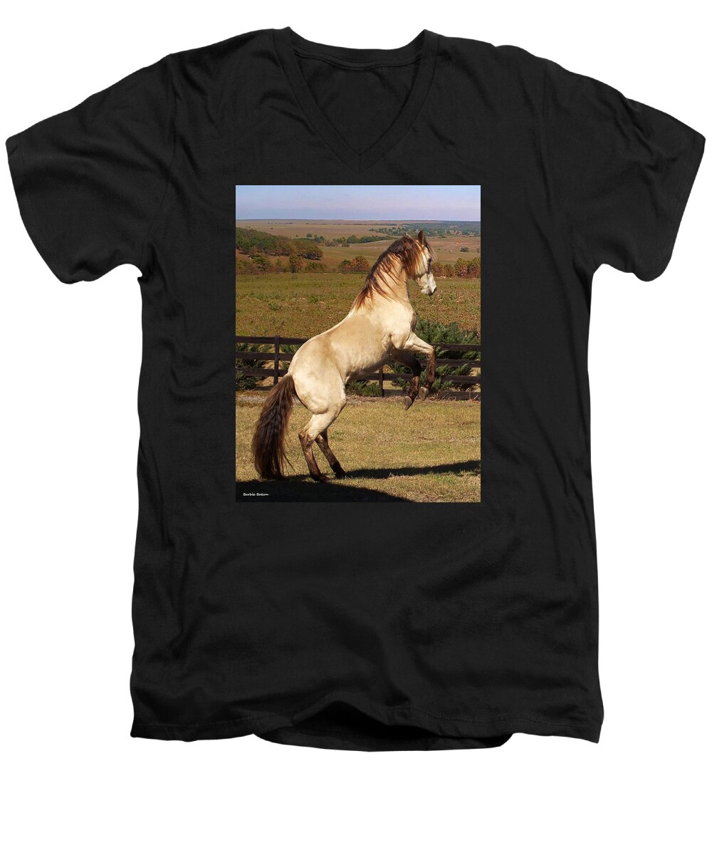 Horse Men's V-Neck T-Shirt featuring the photograph Wild At Heart by Barbie Batson