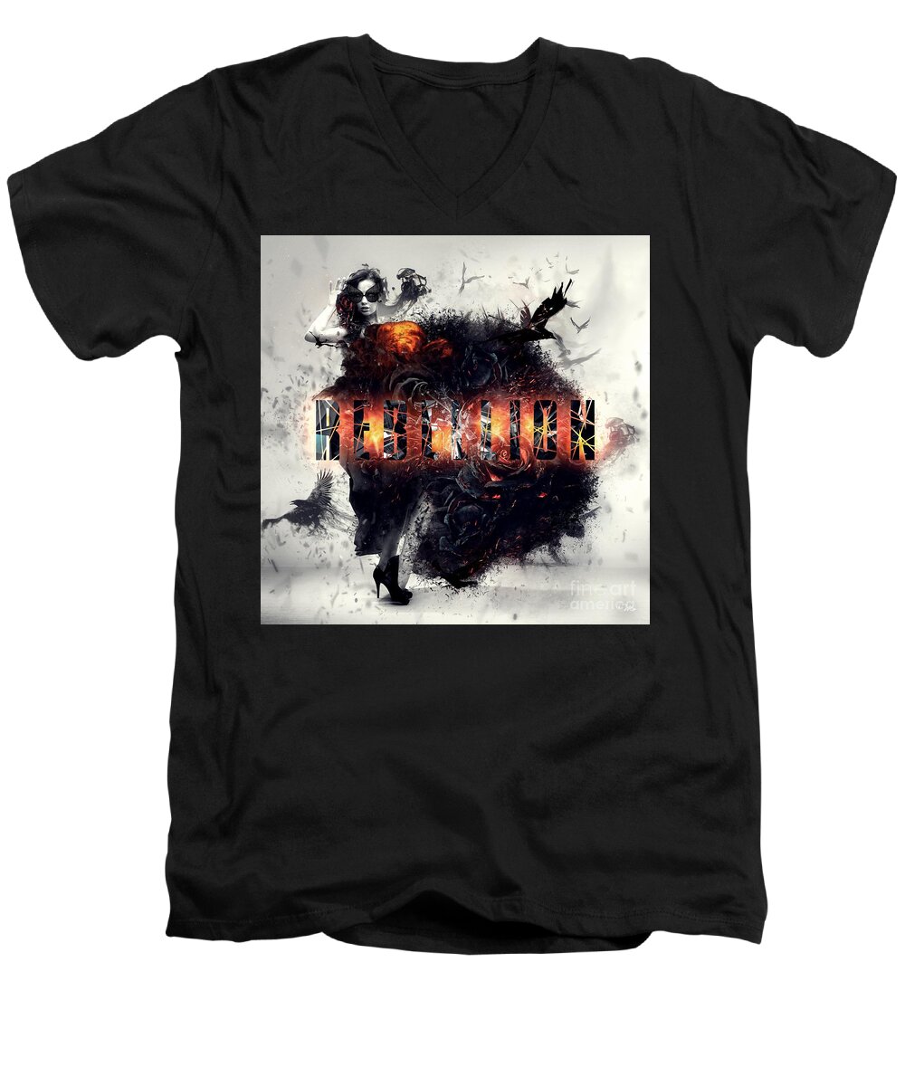 Rebellion Men's V-Neck T-Shirt featuring the digital art Rebellion by Mo T