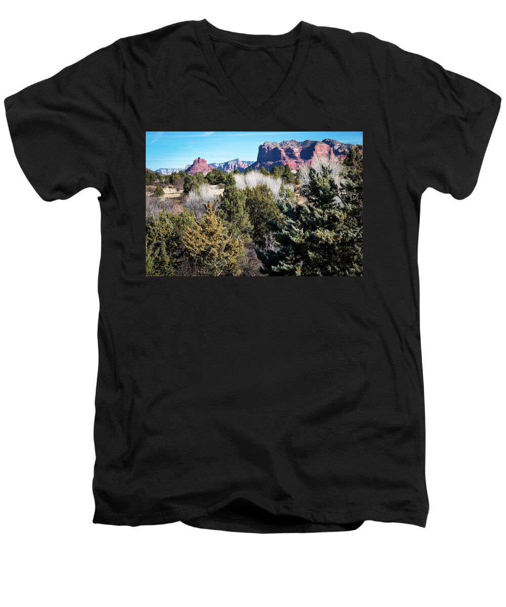 Red Men's V-Neck T-Shirt featuring the photograph Red Rock Country by Susie Weaver