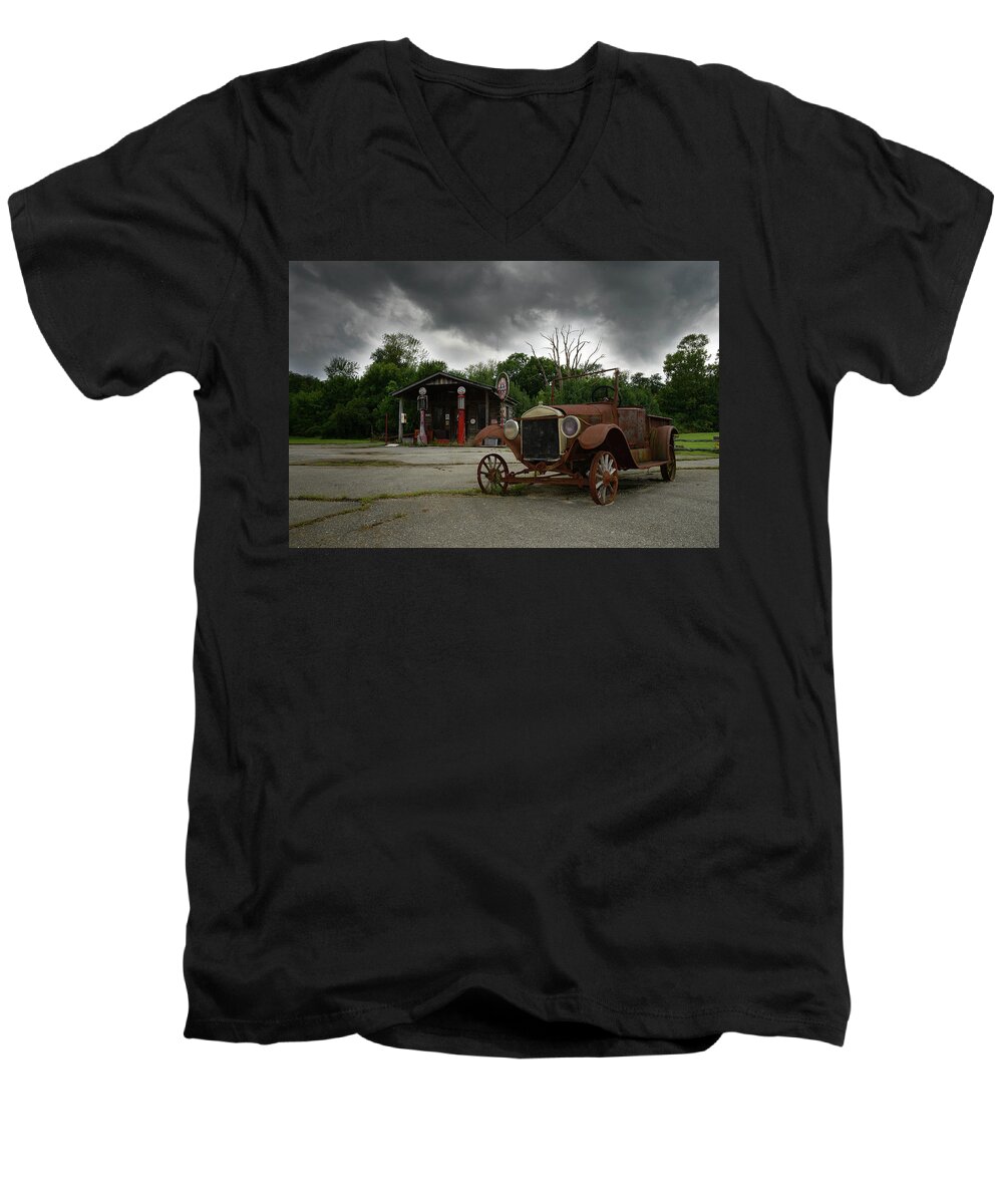 Car Men's V-Neck T-Shirt featuring the photograph Remnants of Yesterday by Renee Hardison