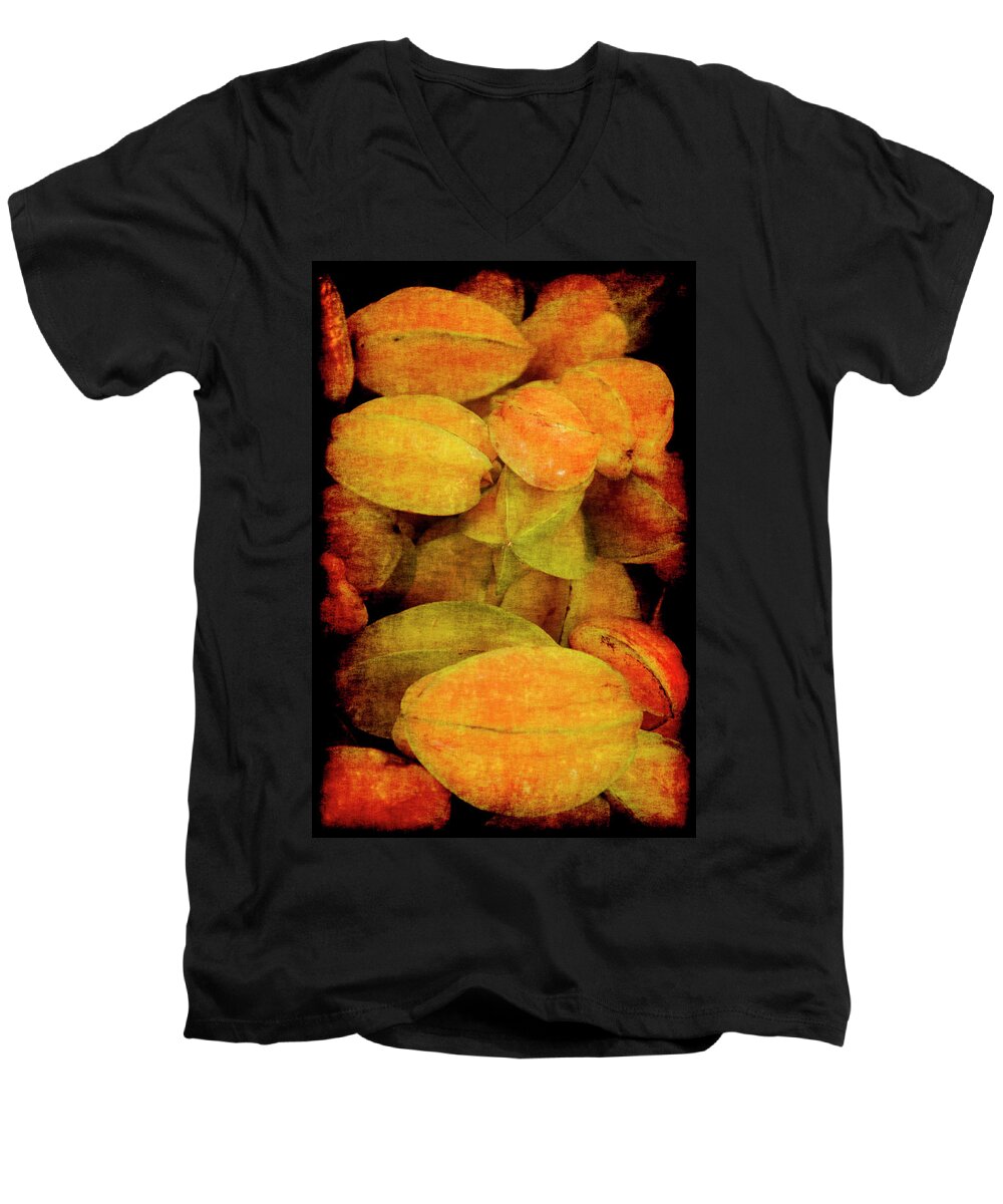 Renaissance Men's V-Neck T-Shirt featuring the photograph Renaissance Star Fruit by Jennifer Wright