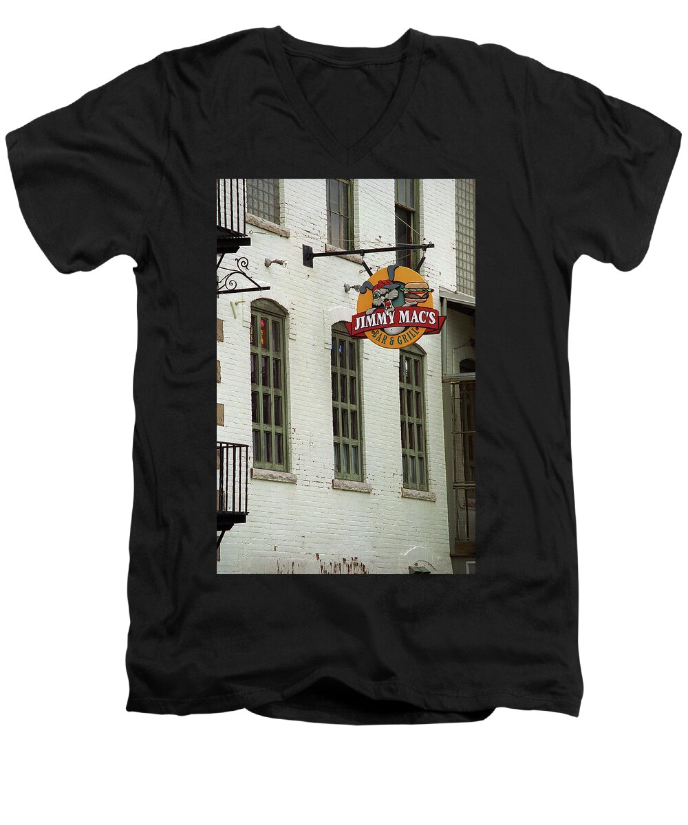 Alcohol Men's V-Neck T-Shirt featuring the photograph Rochester, New York - Jimmy Mac's Bar 3 by Frank Romeo