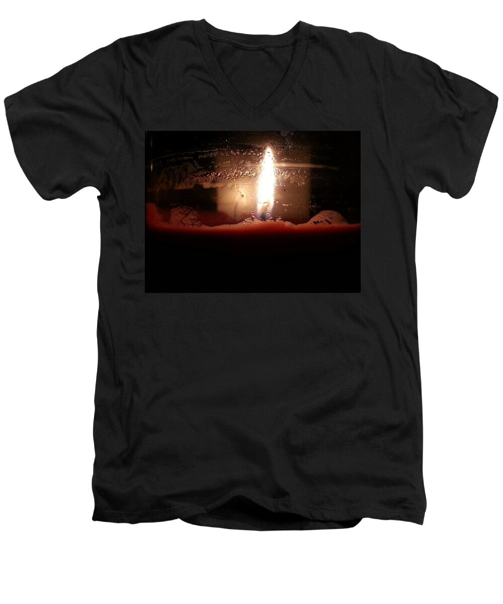 Candle Men's V-Neck T-Shirt featuring the photograph Romantic Candle by Robert Knight