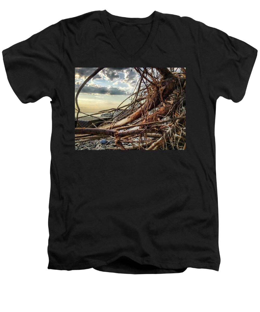 Lake Men's V-Neck T-Shirt featuring the photograph Roots by Terri Hart-Ellis