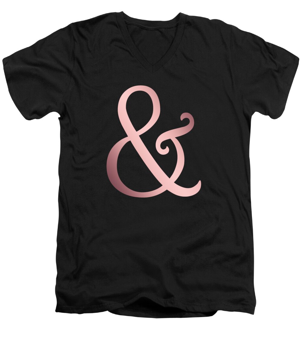 Rose Gold Ampersand Men's V-Neck T-Shirt featuring the digital art Rose Gold Ampersand by Leah McPhail