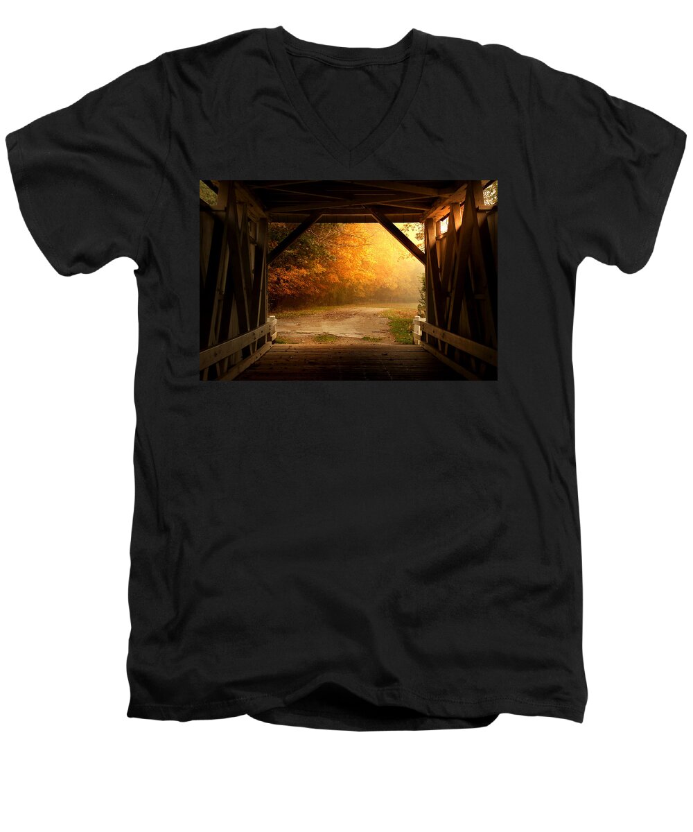 Bridge Men's V-Neck T-Shirt featuring the photograph Rustic Beauty 2.0 by Rob Blair