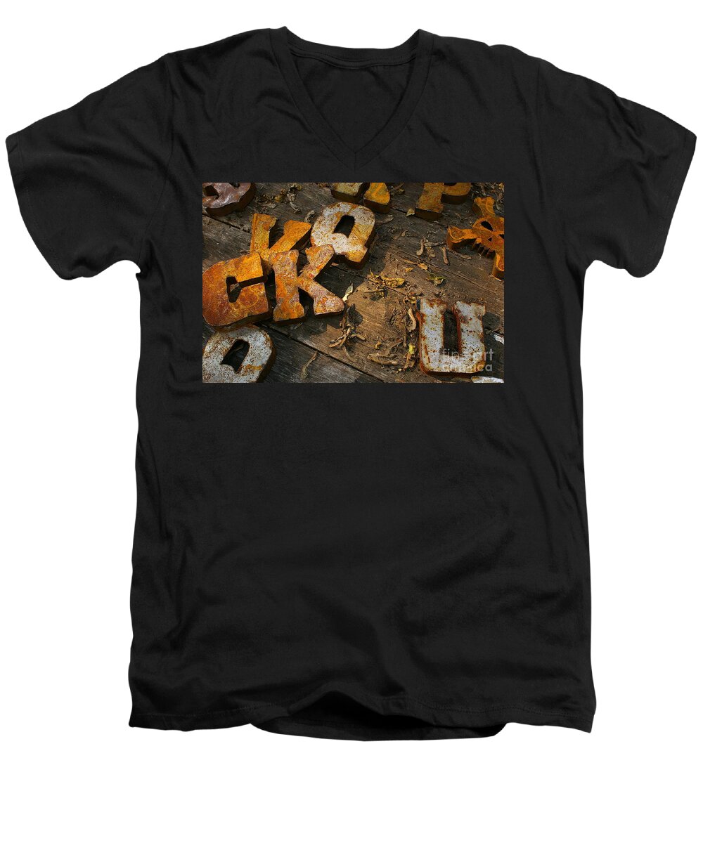 Letters Men's V-Neck T-Shirt featuring the photograph Scambled Letters by Randy Pollard