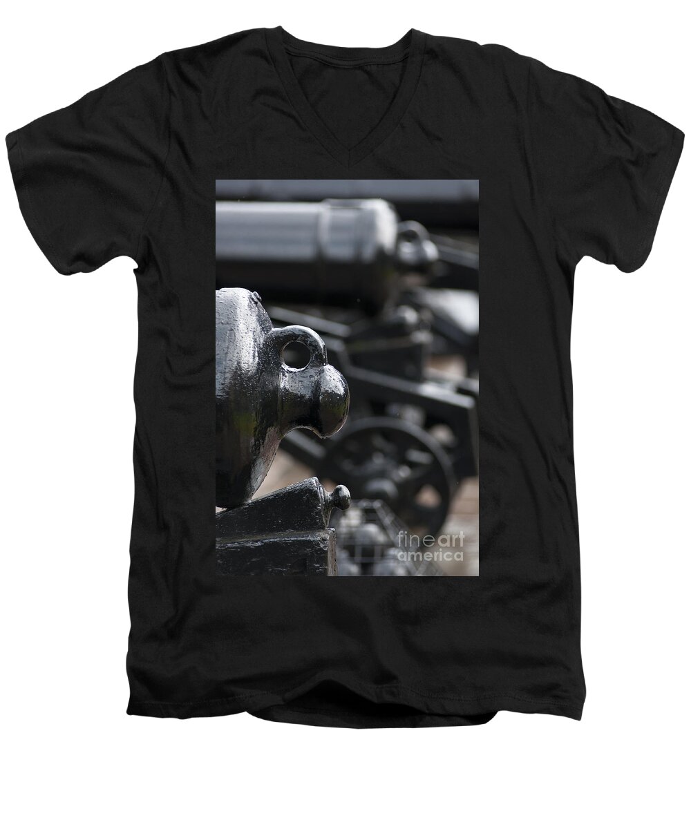 Britain Men's V-Neck T-Shirt featuring the photograph Scottish Canons by Andrew Michael