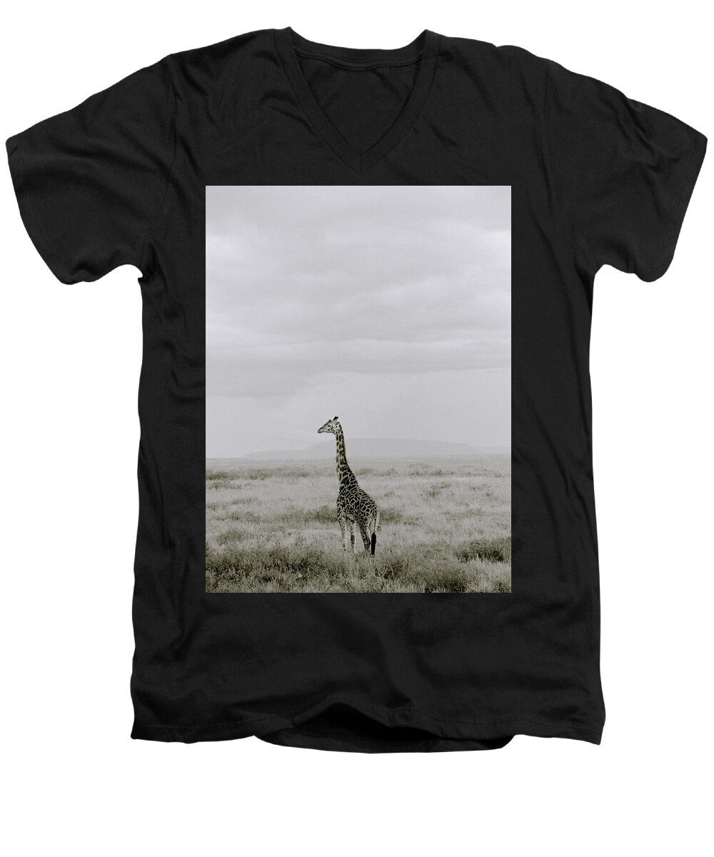 Inspiration Men's V-Neck T-Shirt featuring the photograph Serengeti Solitude by Shaun Higson