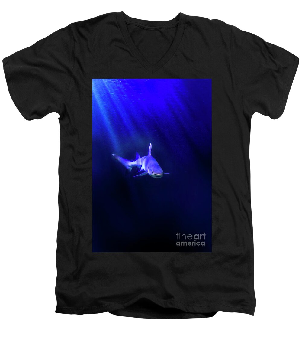 Shark Men's V-Neck T-Shirt featuring the photograph Shark by Jill Battaglia