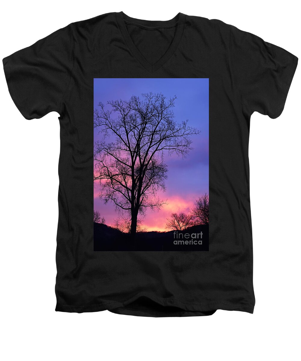 Photography Men's V-Neck T-Shirt featuring the photograph Silhouette at Dawn by Larry Ricker