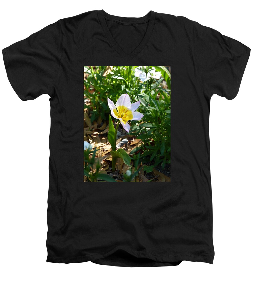Flower Men's V-Neck T-Shirt featuring the photograph Single Flower - Simplify Series by Carla Parris