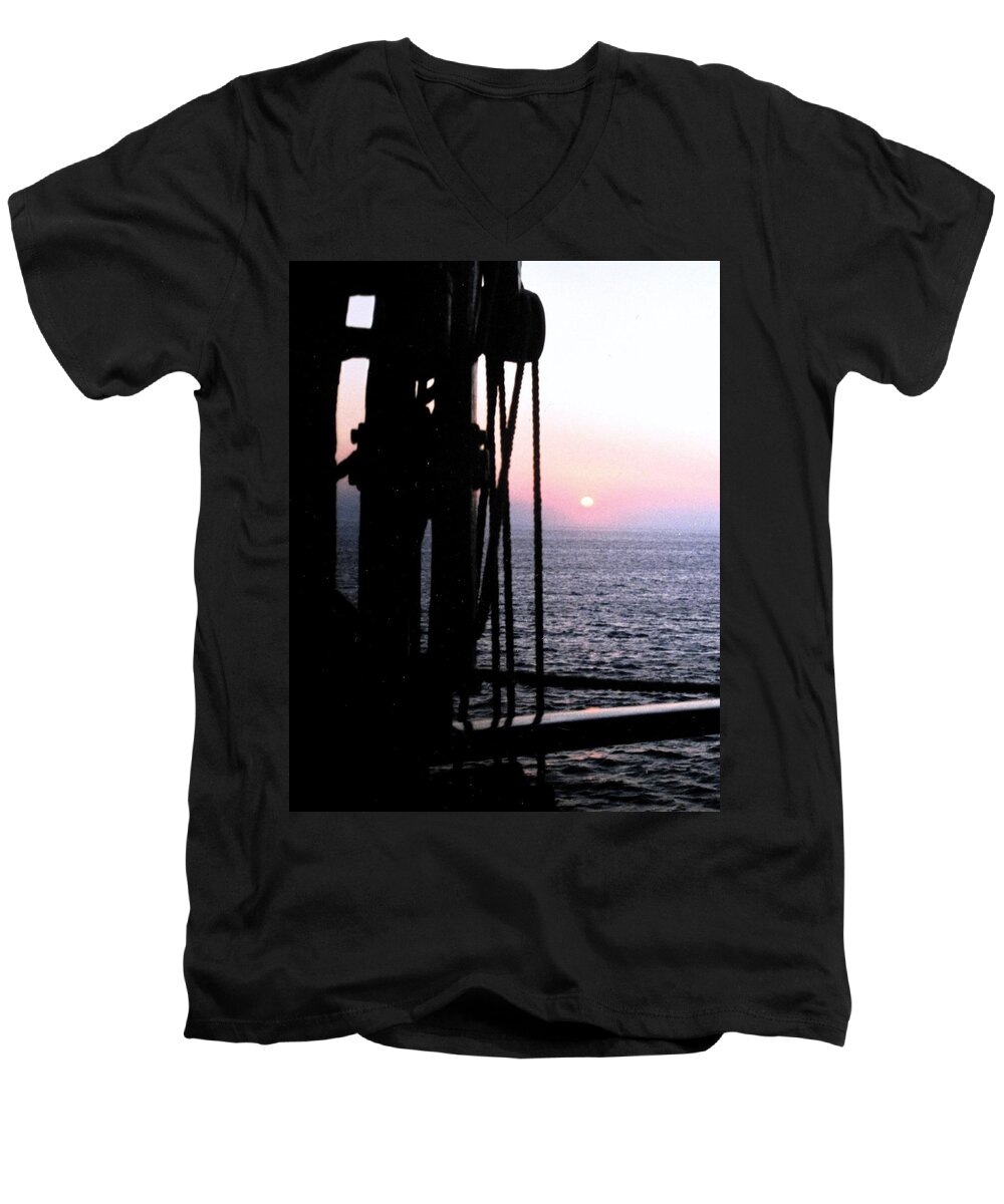 Ship Men's V-Neck T-Shirt featuring the photograph Sinking Sun by Ian MacDonald