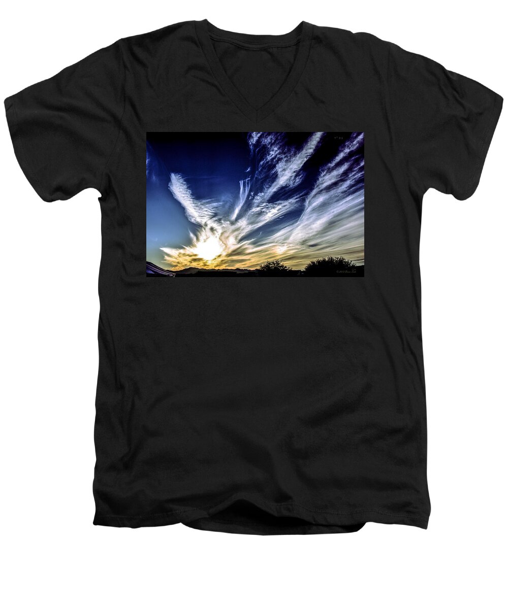Clouds Men's V-Neck T-Shirt featuring the photograph Sky Artistry Over Chandler Arizona by Brian Tada