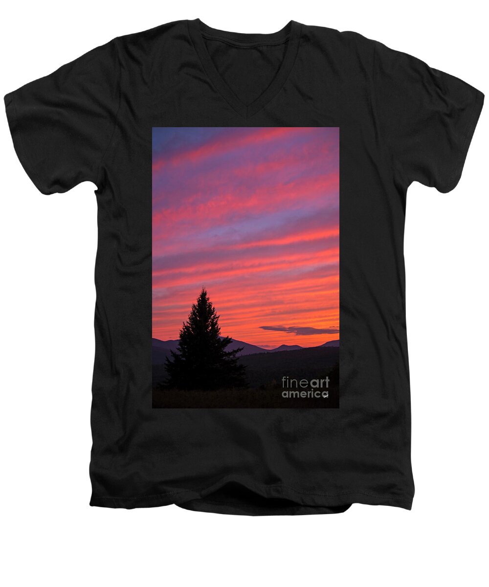 Pink Men's V-Neck T-Shirt featuring the photograph Sky Brilliant Pink by Alana Ranney