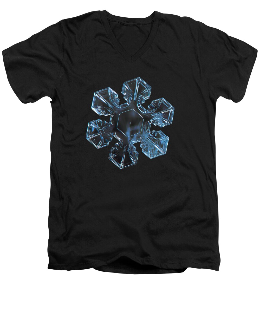 Snowflake Men's V-Neck T-Shirt featuring the photograph Snowflake photo - The core by Alexey Kljatov