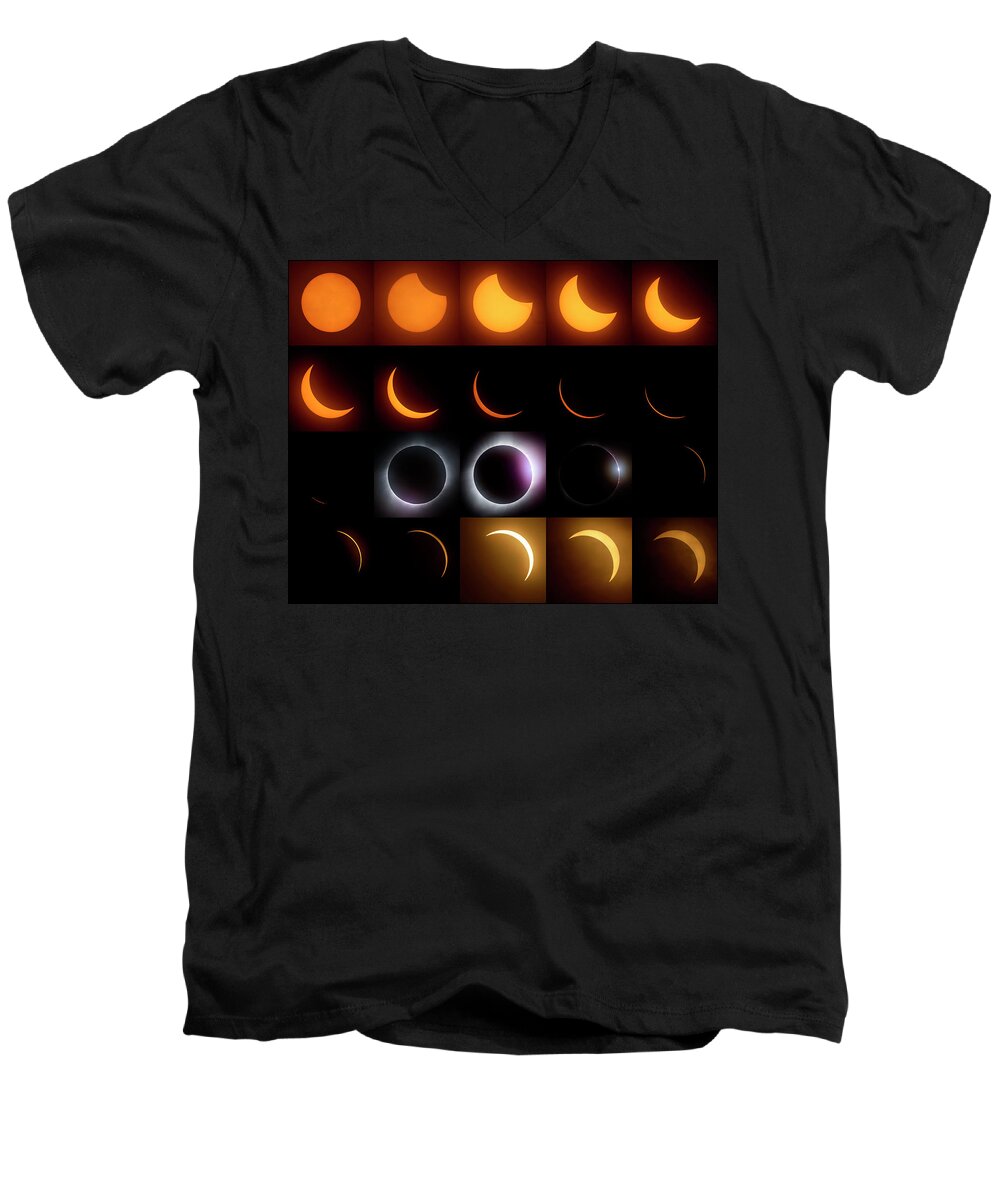 Solar Eclipse Men's V-Neck T-Shirt featuring the photograph Solar Eclipse - August 21 2017 by Art Whitton