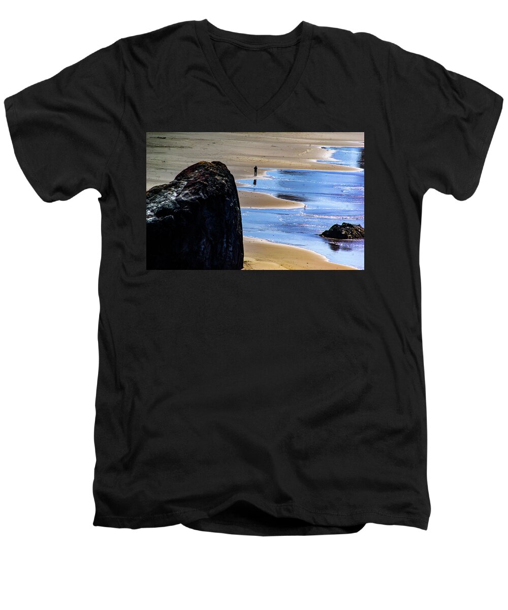 Pacific Ocean Men's V-Neck T-Shirt featuring the photograph Solitude by Dale Stillman