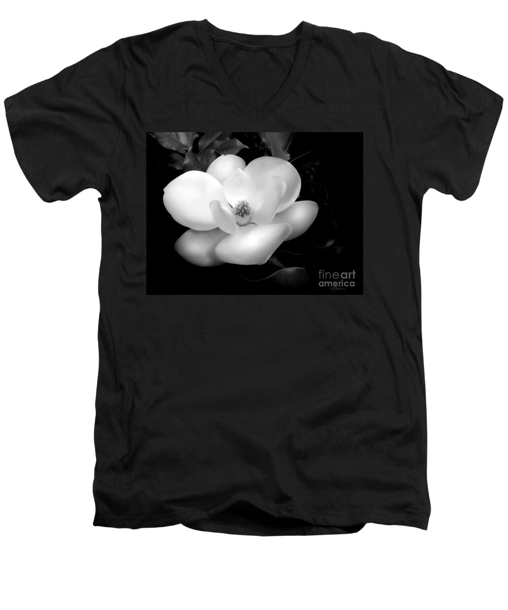 Magnolia Men's V-Neck T-Shirt featuring the photograph Southern Magnolia Passion by Pat Davidson