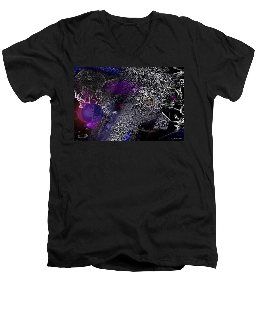 Nano Photography Men's V-Neck T-Shirt featuring the mixed media Space Travel 2 by Janis Kirstein