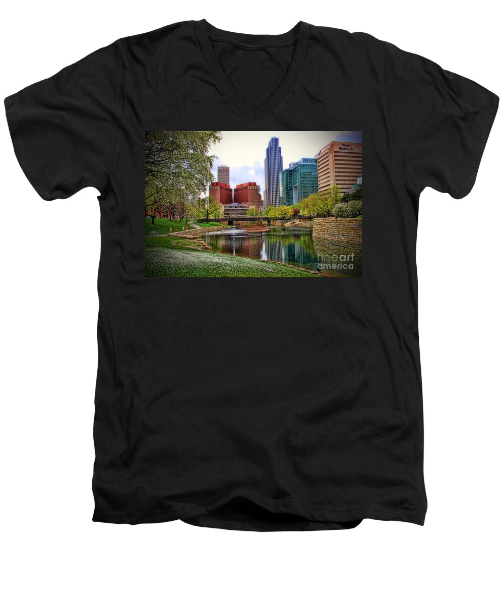 Springtime Men's V-Neck T-Shirt featuring the photograph Springtime in Omaha by Elizabeth Winter