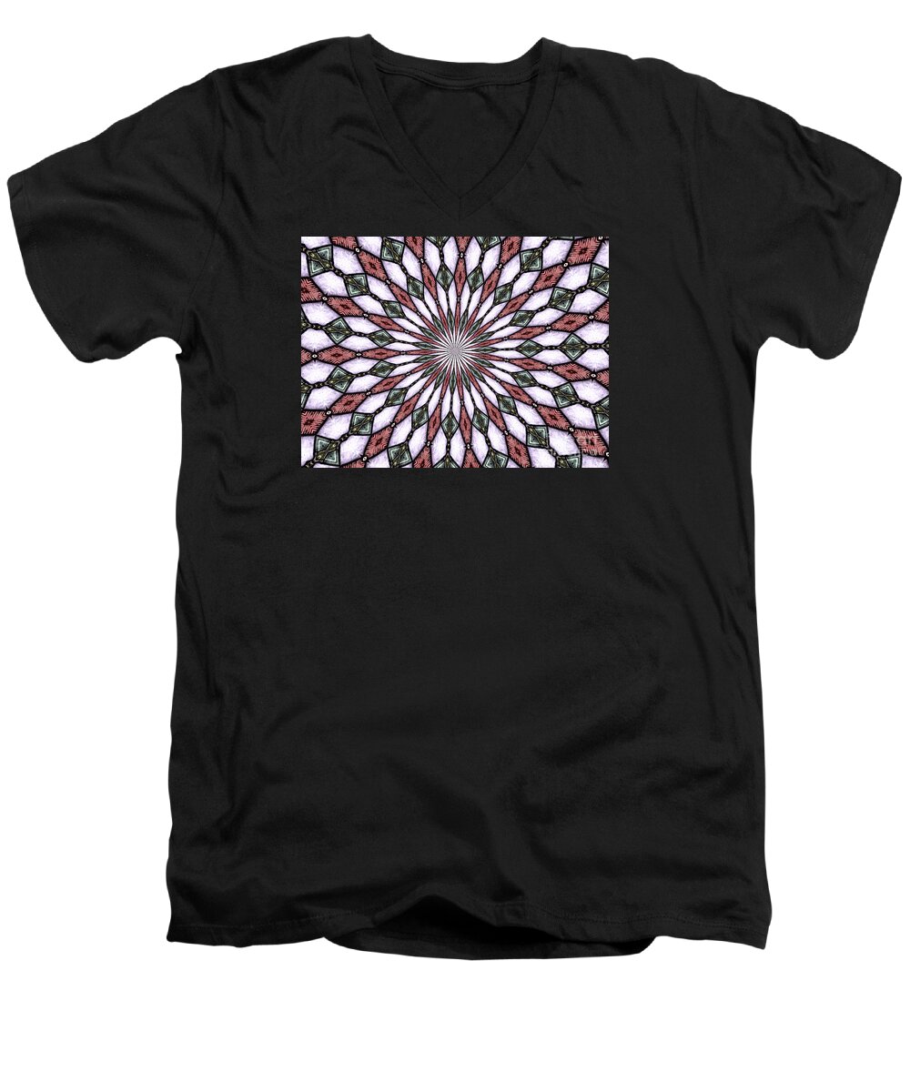 Stained Glass Window Men's V-Neck T-Shirt featuring the photograph Stained Glass Kaleidoscope 2 by Rose Santuci-Sofranko