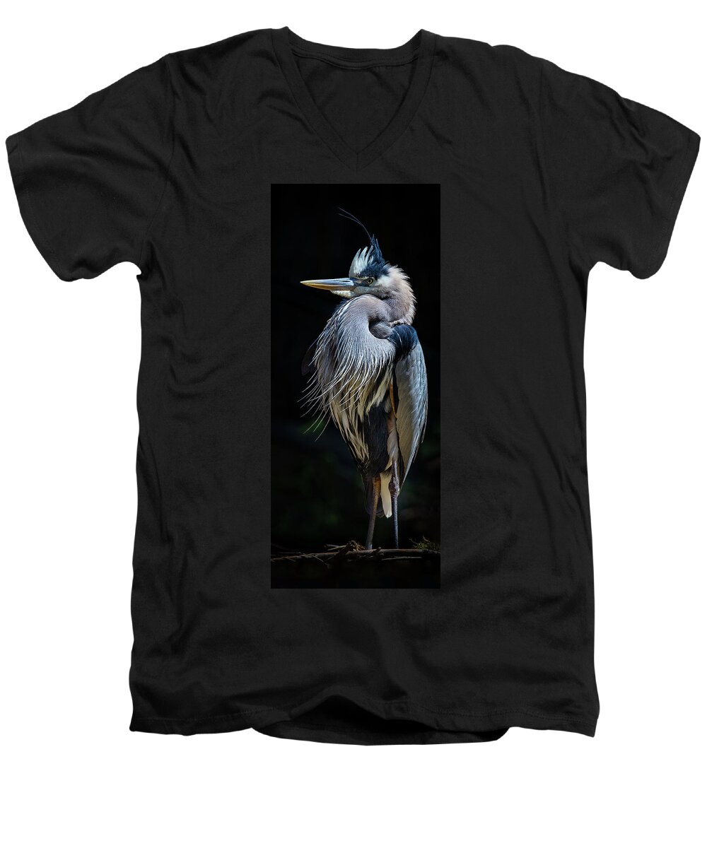 Birds Men's V-Neck T-Shirt featuring the photograph Standing Guard by Bruce Bonnett