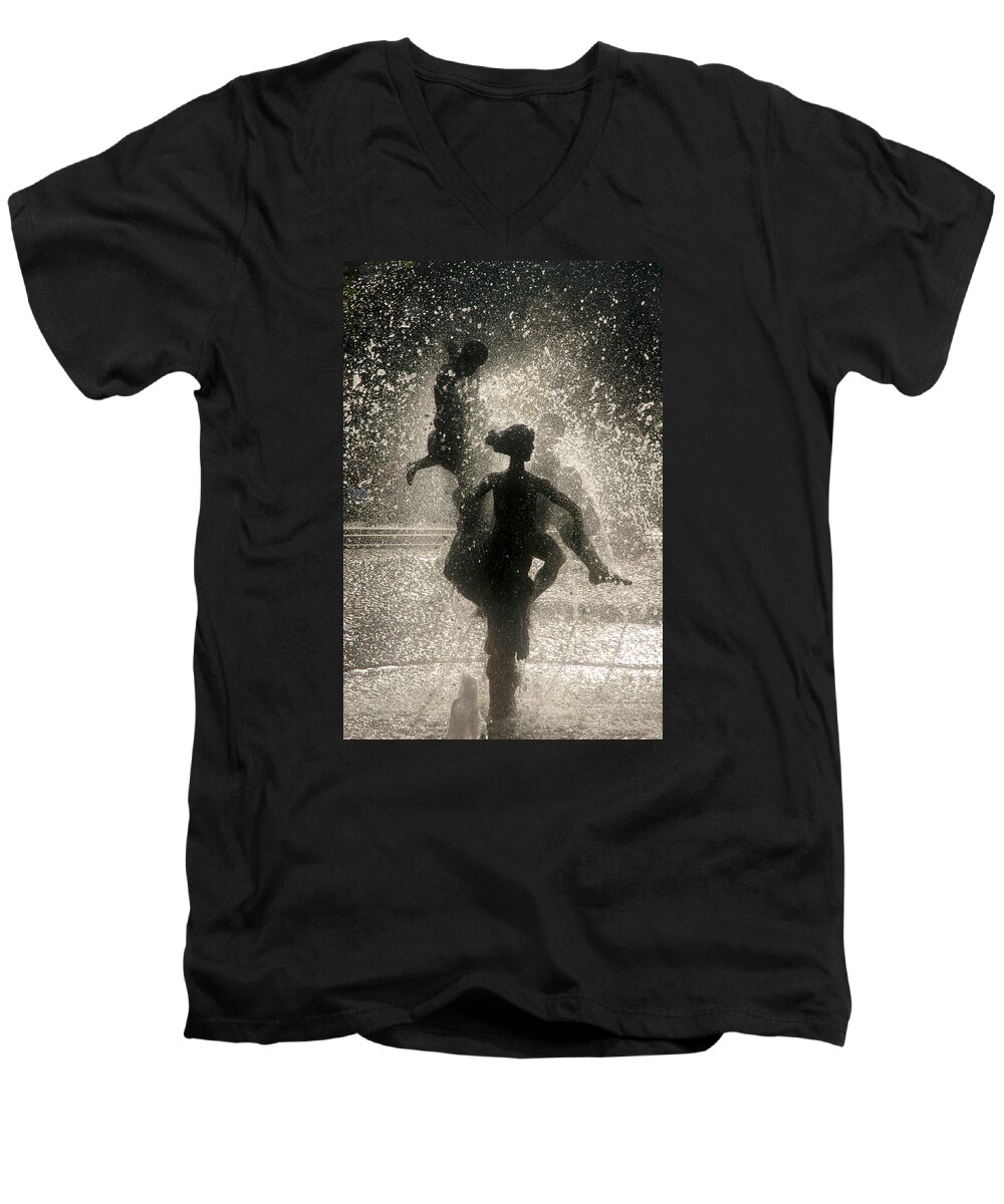 Statue Men's V-Neck T-Shirt featuring the photograph Statue in Rostock, Germany by Jeff Burgess