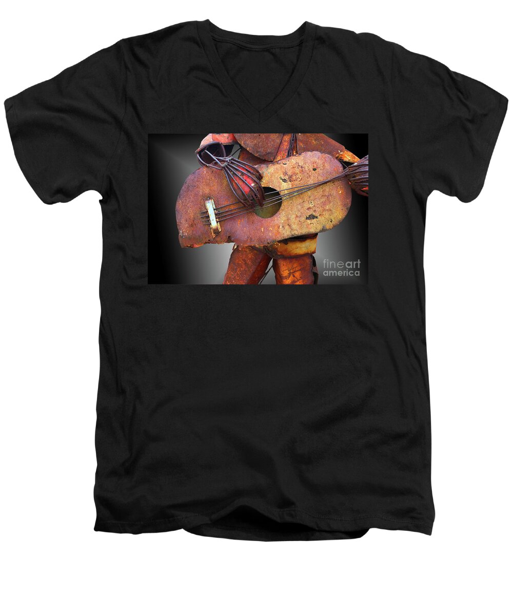 Guitar Men's V-Neck T-Shirt featuring the photograph Steel Guitar - or - Too many fingers and not enough strings by Tim Hightower