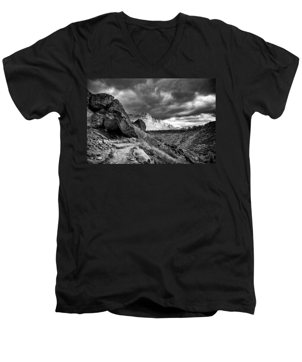 Clouds Men's V-Neck T-Shirt featuring the photograph Stormy Misery Ridge by Steven Clark