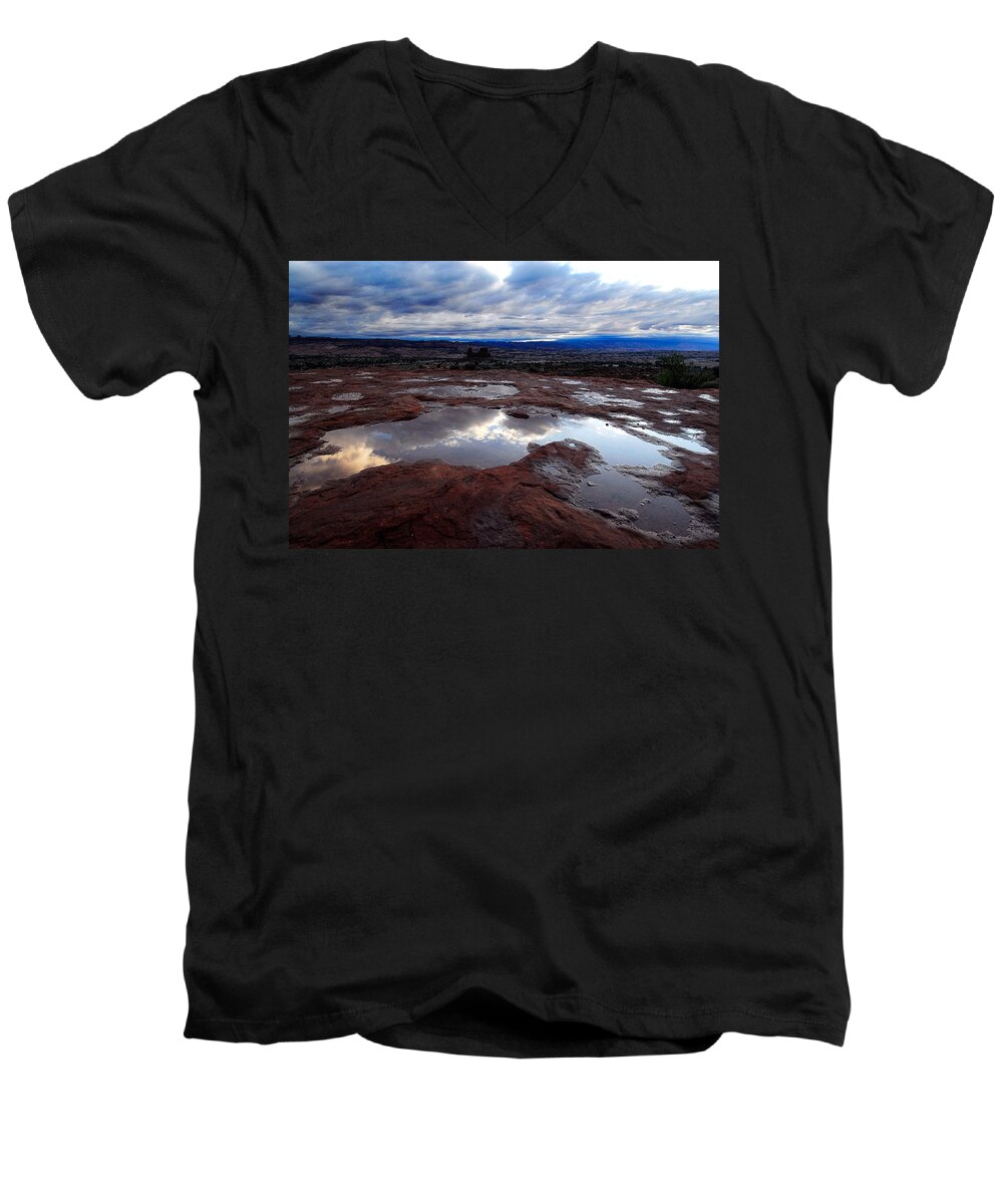 Reflection Men's V-Neck T-Shirt featuring the photograph Stormy Sunrise by Harry Spitz