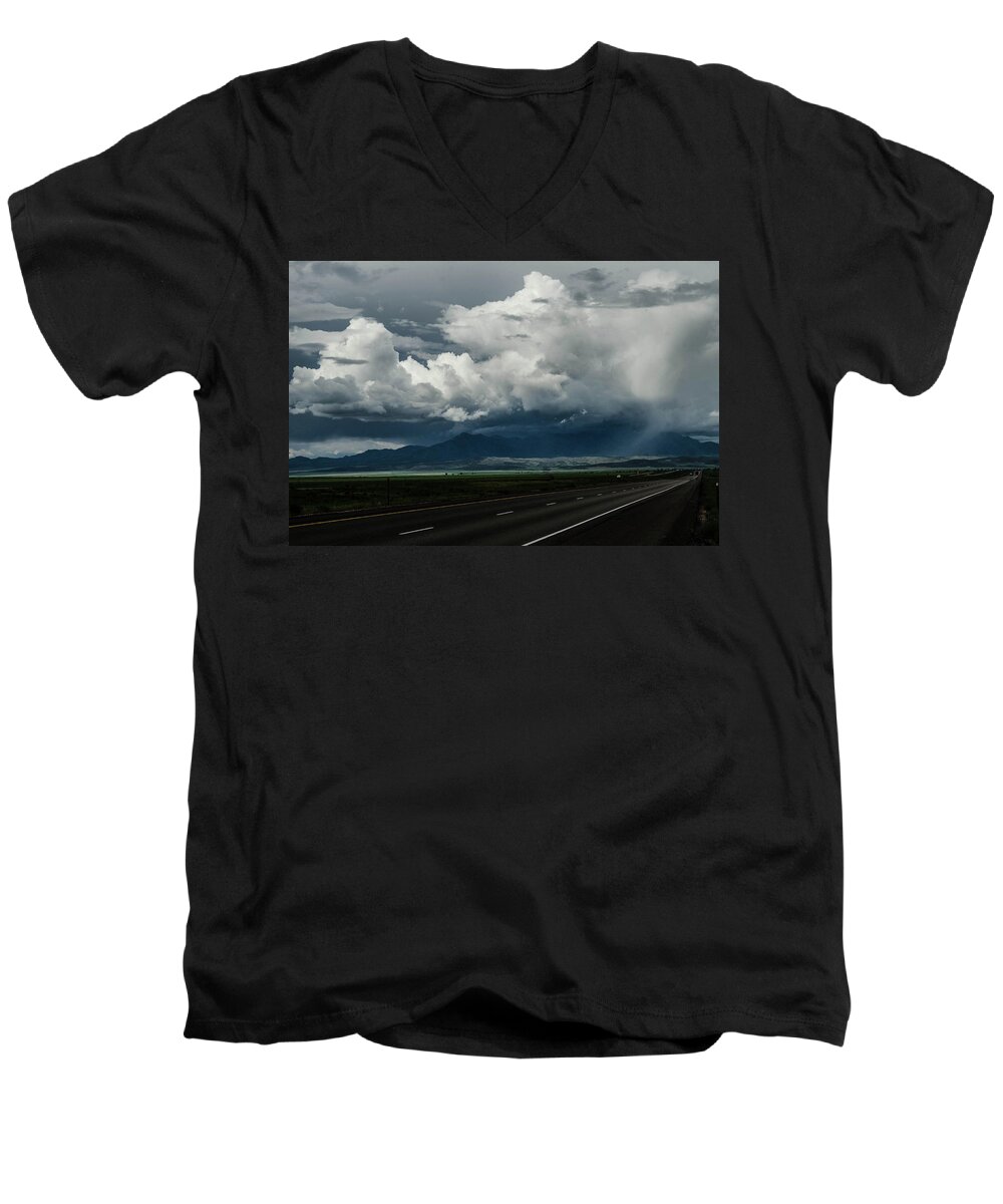 Utah Summer Storm Interstate 15 Men's V-Neck T-Shirt featuring the photograph Summer Storm by William Kimble
