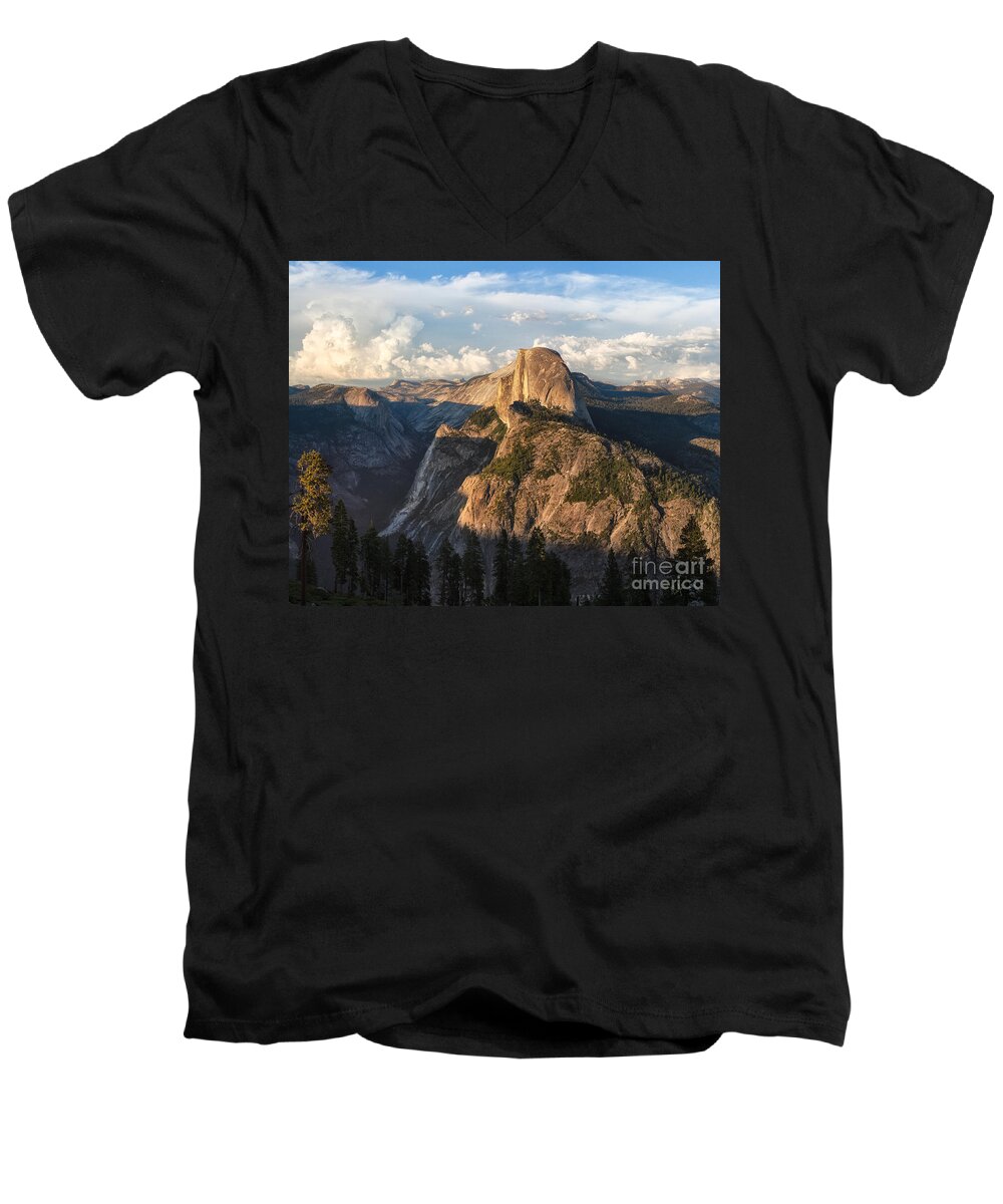 Half Dome Men's V-Neck T-Shirt featuring the photograph Summer Sunset by Anthony Michael Bonafede