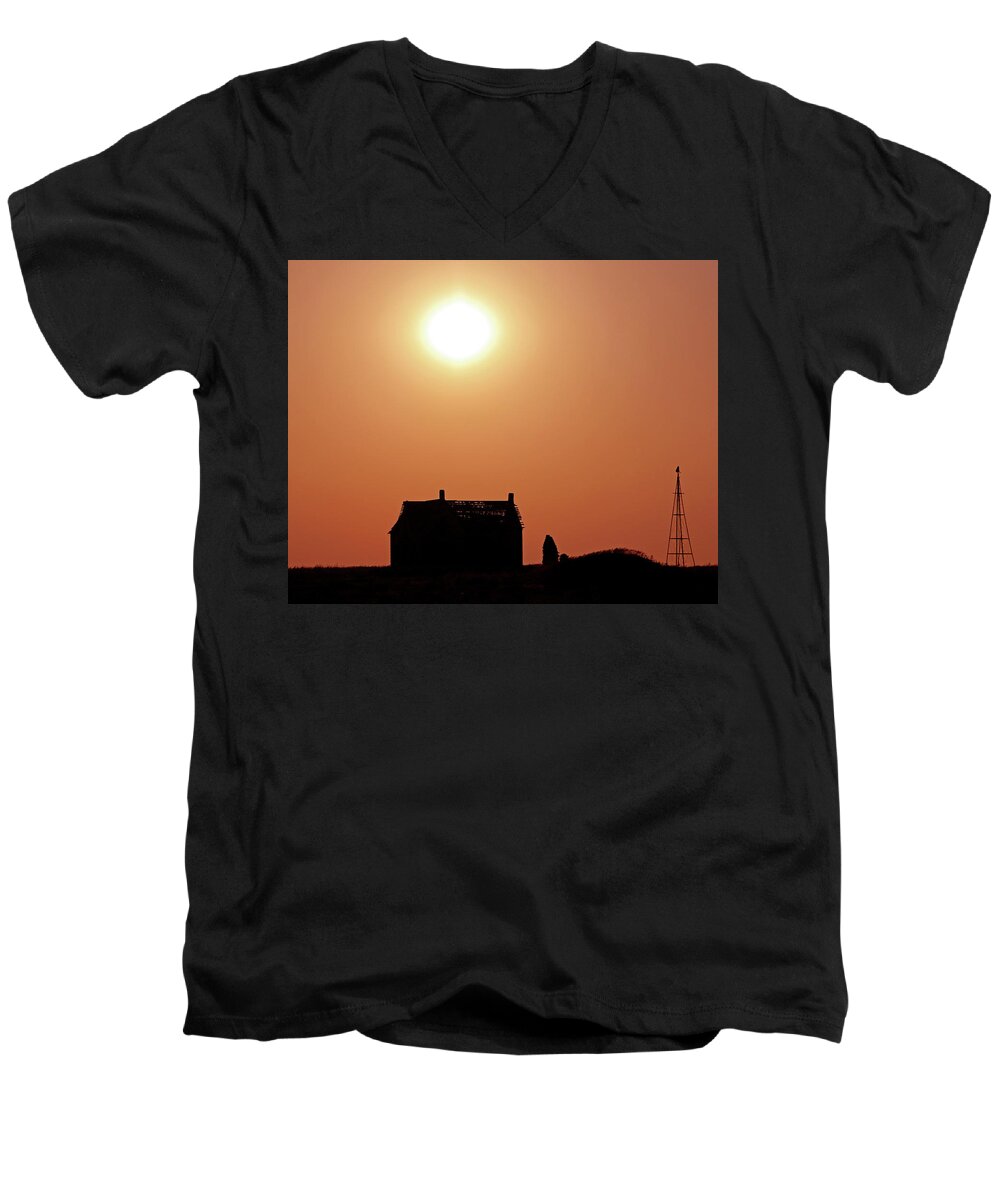 House Men's V-Neck T-Shirt featuring the photograph Sunset Lonely by Christopher McKenzie