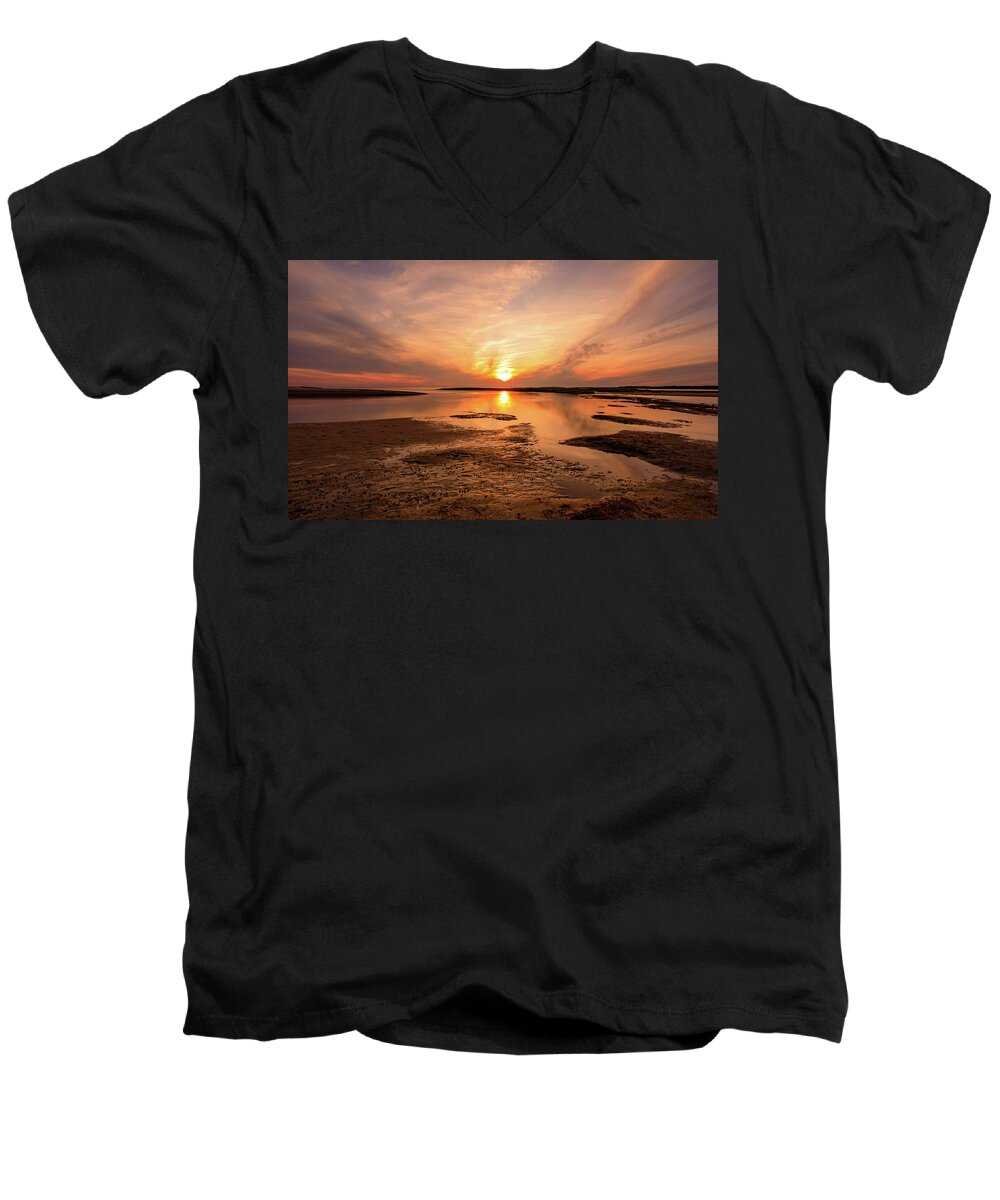 Sunset Men's V-Neck T-Shirt featuring the photograph Sunset on the Cape by Rob Davies