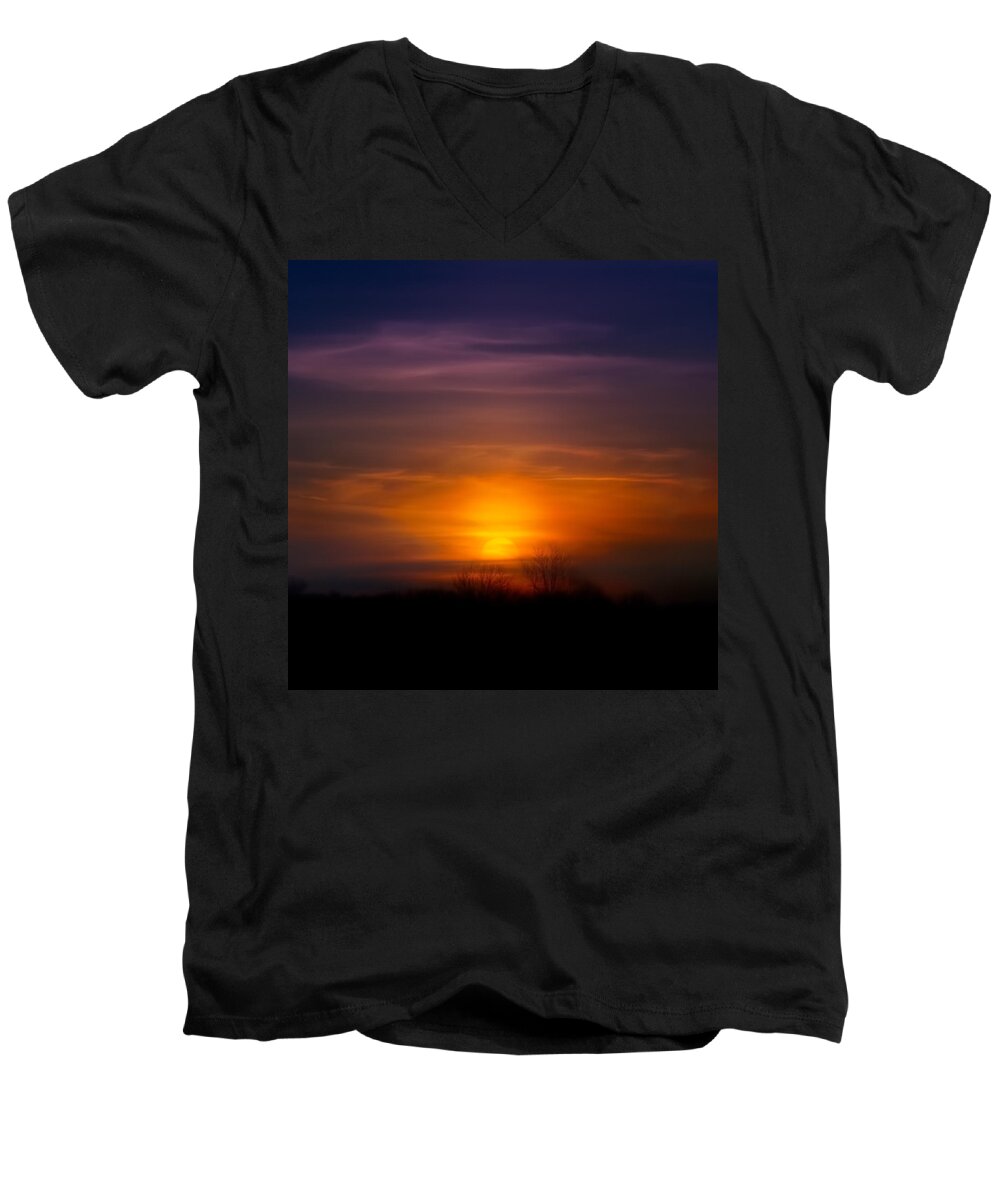 Sunset Men's V-Neck T-Shirt featuring the photograph Sunset over Scuppernong Springs by Scott Norris