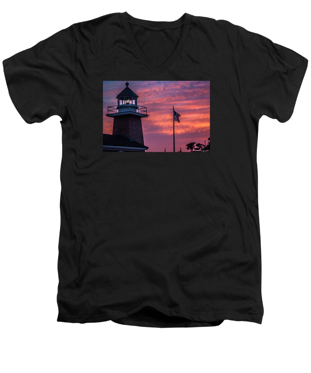 Flag Men's V-Neck T-Shirt featuring the photograph Surfing Museum Full Color by Lora Lee Chapman