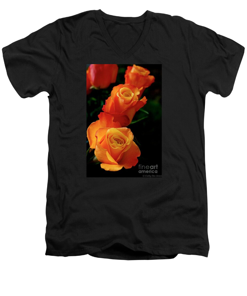 Cathy Dee Janes Men's V-Neck T-Shirt featuring the photograph Tango in Three by Cathy Dee Janes