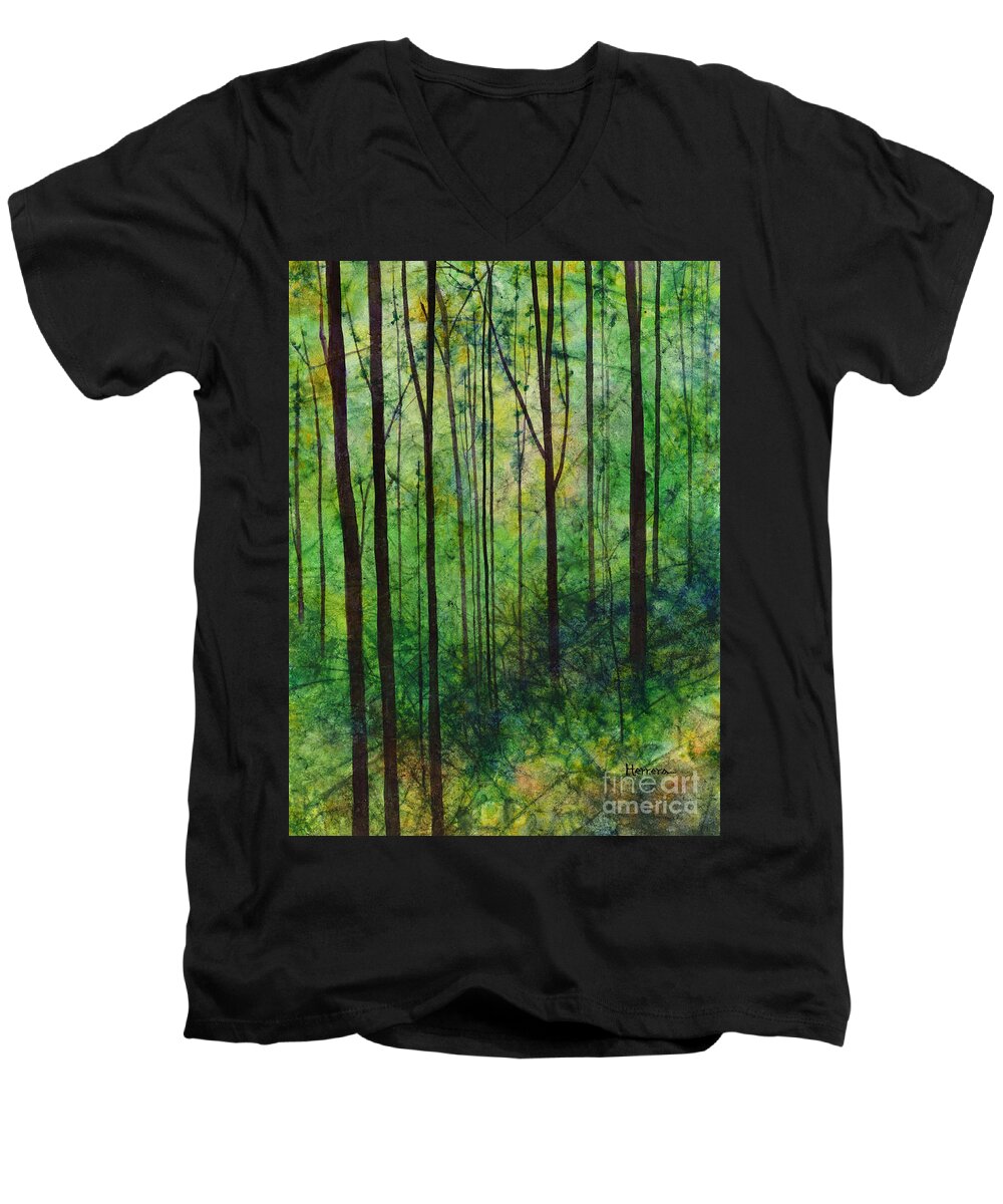 Green Men's V-Neck T-Shirt featuring the painting Terra Verde by Hailey E Herrera