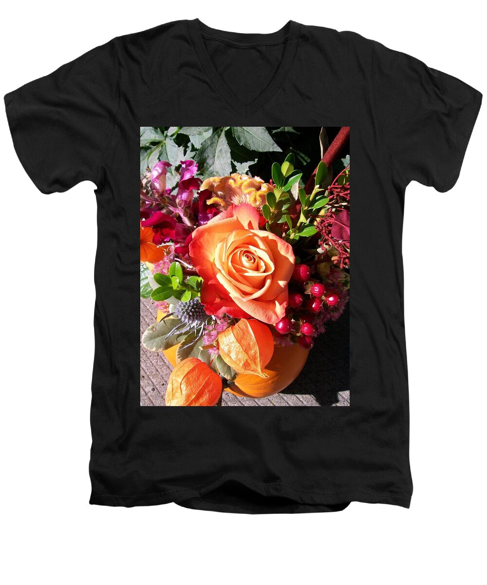 Thanksgiving Men's V-Neck T-Shirt featuring the photograph Thanksgiving Bouquet by Sharon Duguay
