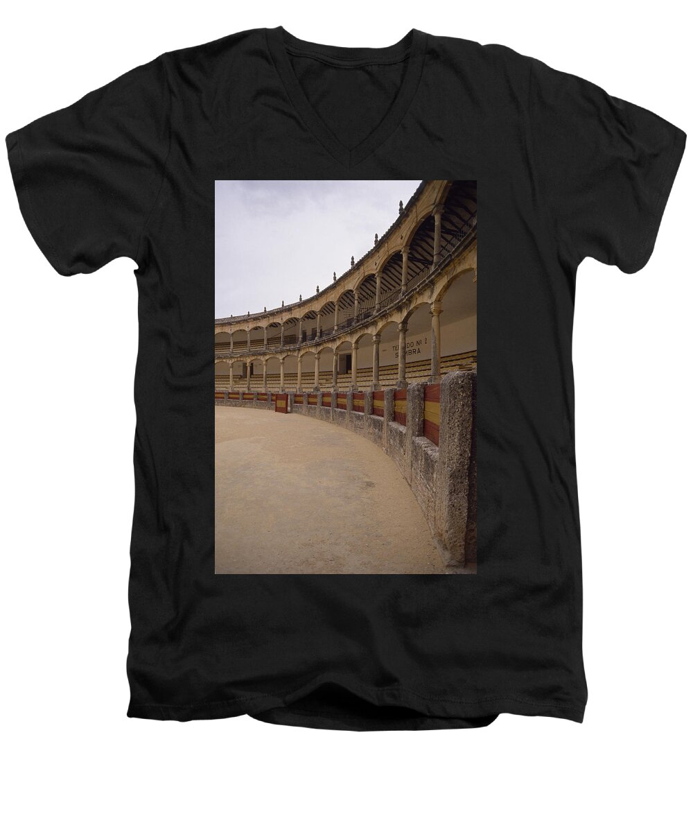 Spain Men's V-Neck T-Shirt featuring the photograph The Bullring by Shaun Higson