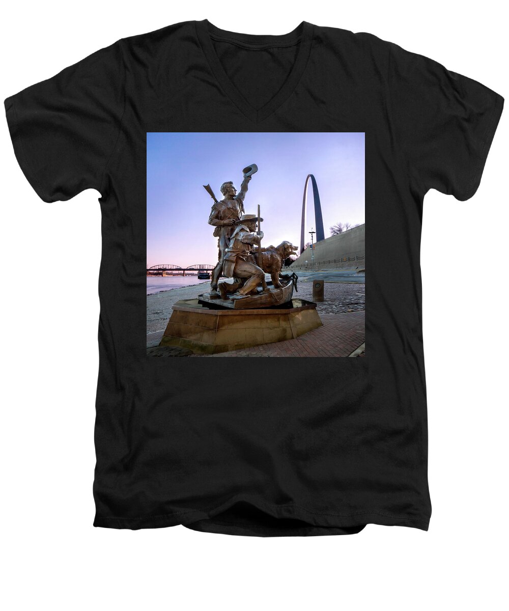 Lewis Men's V-Neck T-Shirt featuring the photograph The Captain Returns with Arch by David Coblitz