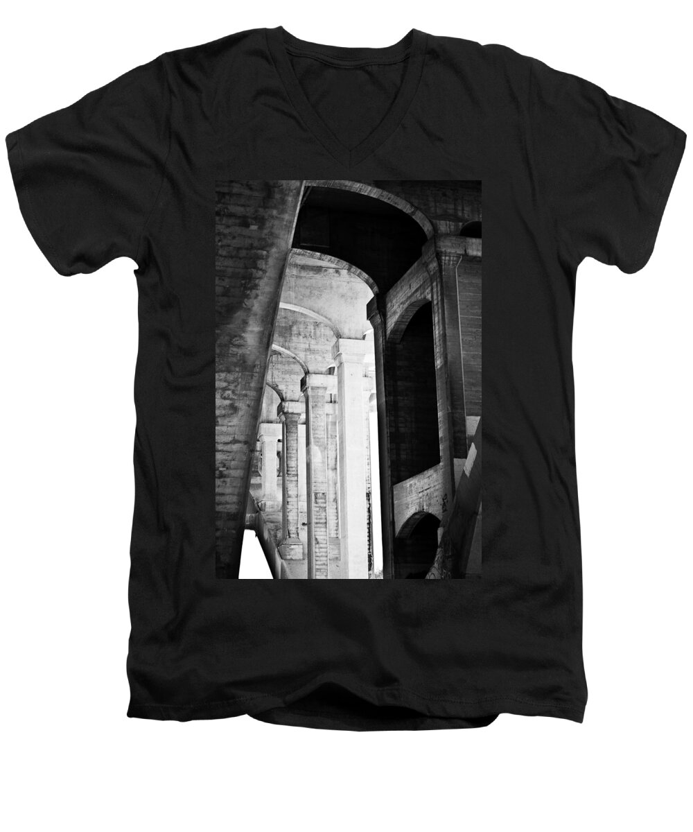 Blumwurks Men's V-Neck T-Shirt featuring the photograph the fall of the house of Escher by Matthew Blum