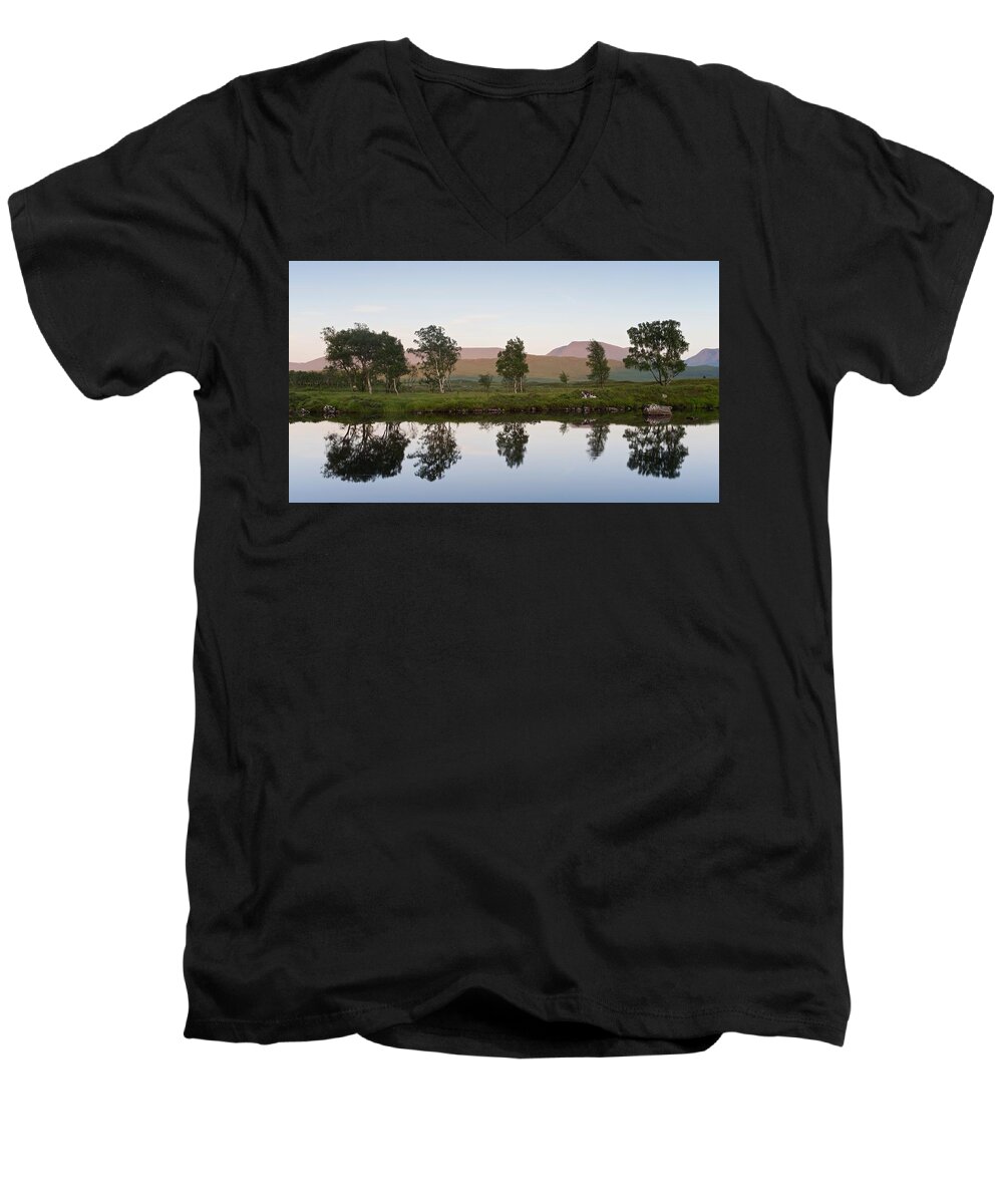 Loch Ba Men's V-Neck T-Shirt featuring the photograph The Last Light at Loch Ba by Stephen Taylor
