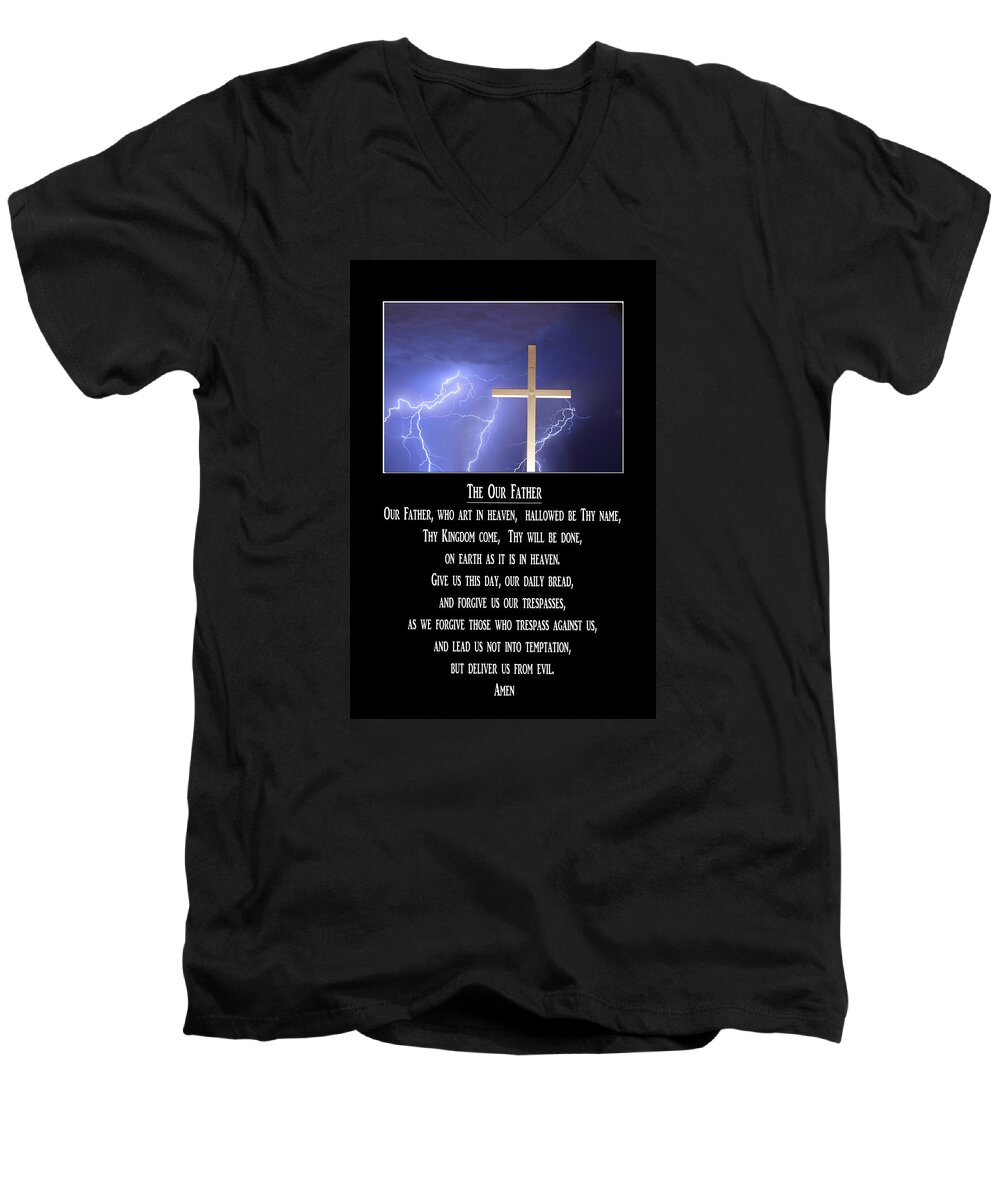 Prayers Men's V-Neck T-Shirt featuring the photograph The Our Father Prayer by James BO Insogna