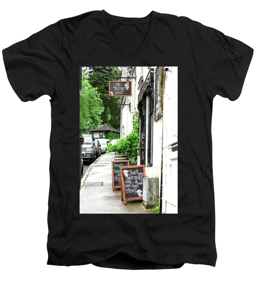 Parting Men's V-Neck T-Shirt featuring the photograph Irish Wine Bar by Doc Braham