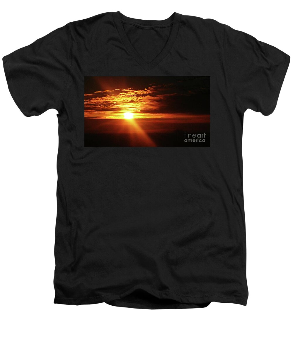 Iowa Sunrise Men's V-Neck T-Shirt featuring the photograph The Promise by J L Zarek