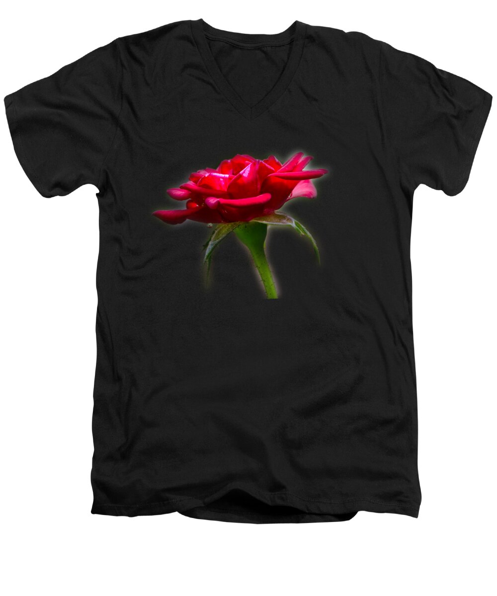 Flower Men's V-Neck T-Shirt featuring the photograph The Rose Tee-shirt by Donna Brown