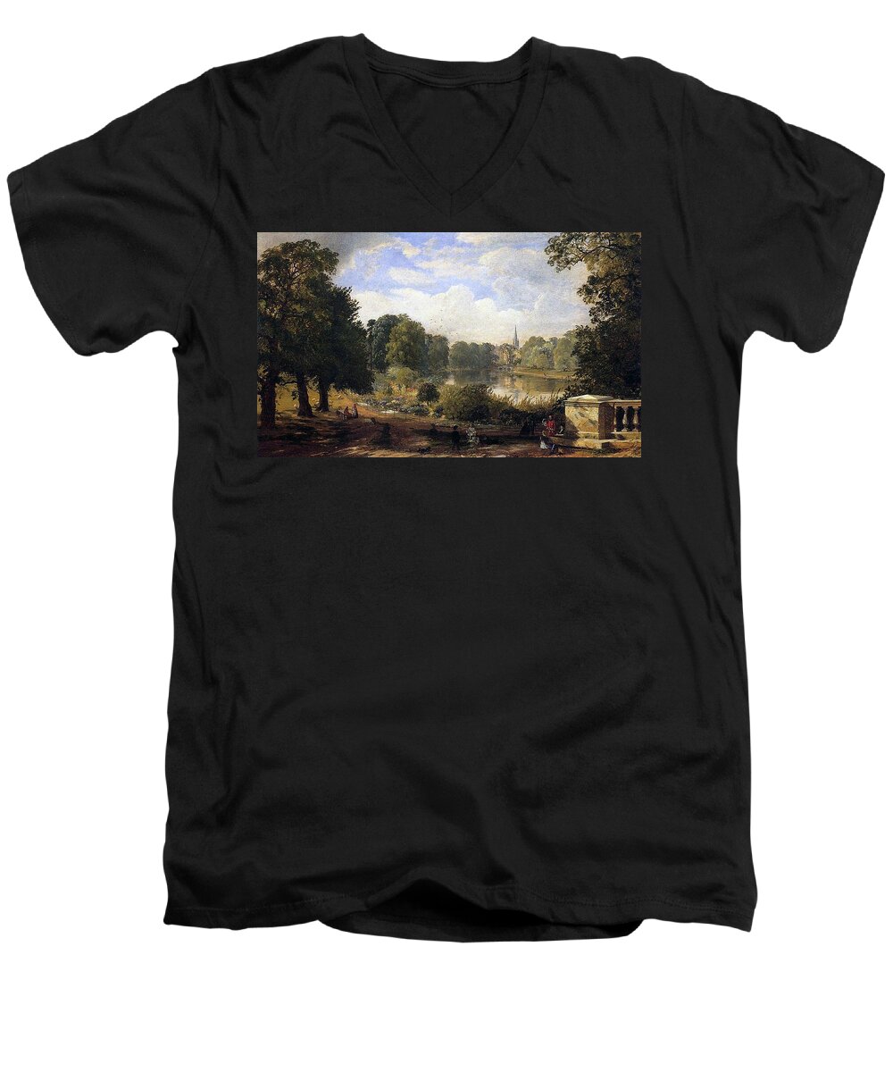 Jasper Francis Cropsey Men's V-Neck T-Shirt featuring the painting The Serpentine by Jasper Francis Cropsey