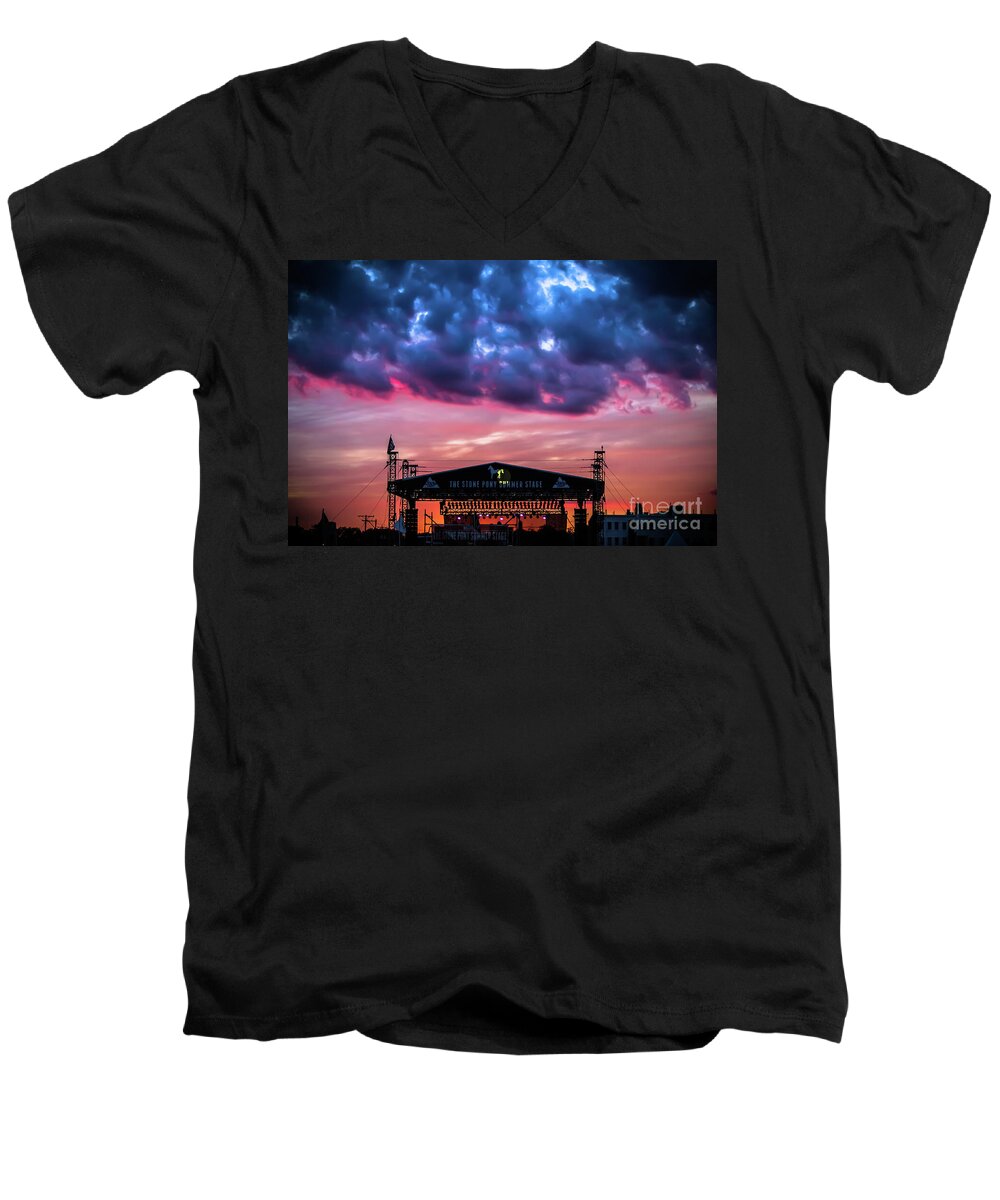 The Stone Pony Men's V-Neck T-Shirt featuring the photograph The Stone Pony Summer Stage by Colleen Kammerer